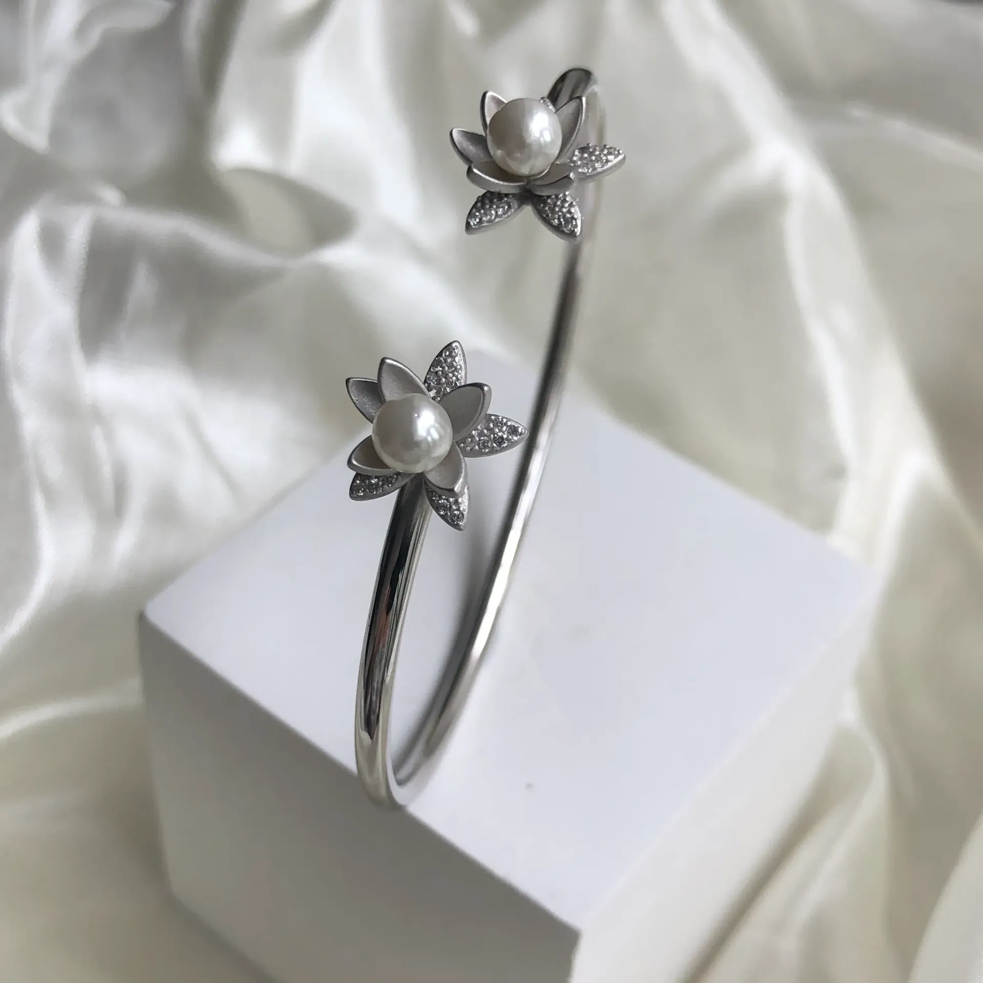 Dual Pearl Silver Kada