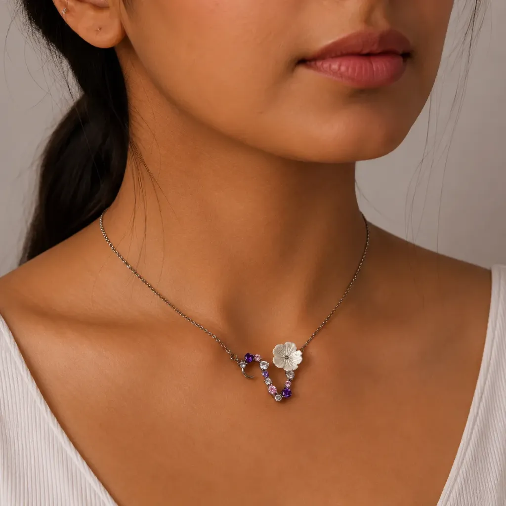 MOP V Floral Necklace