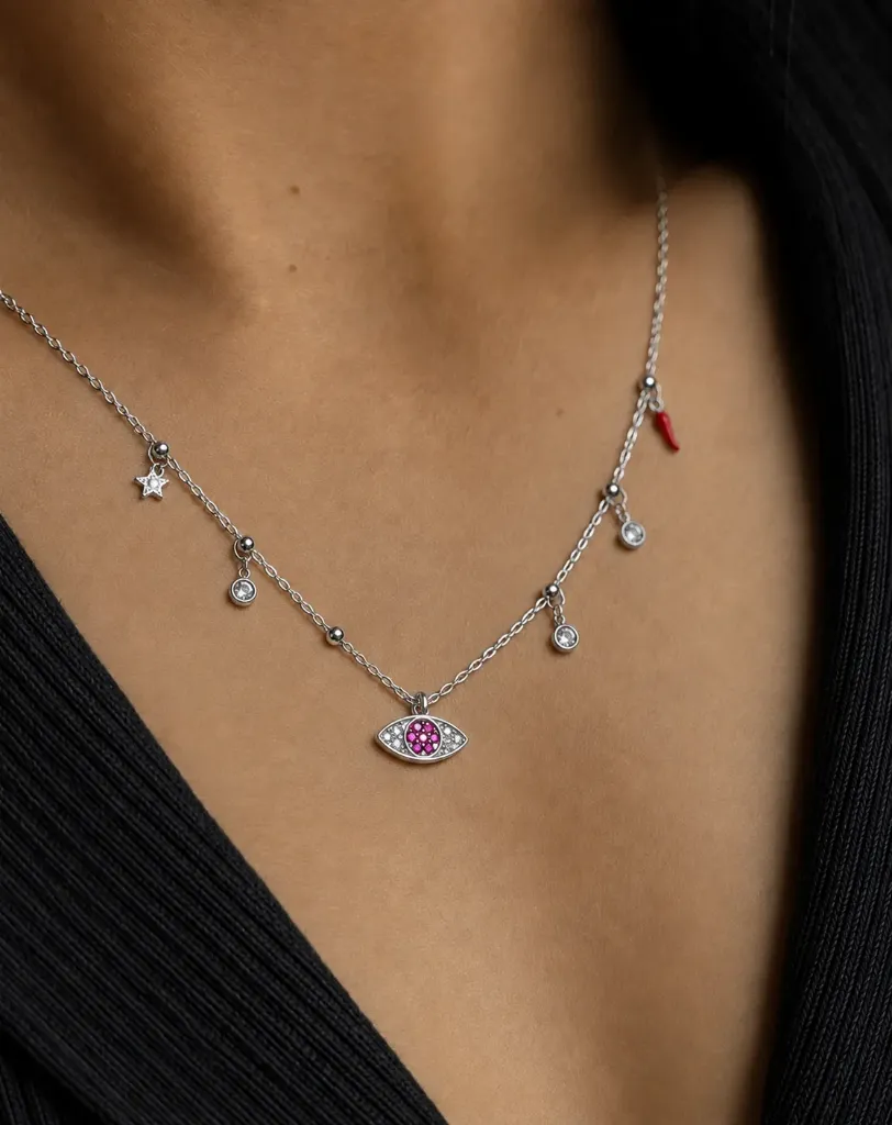Silver Evil Eye Necklace