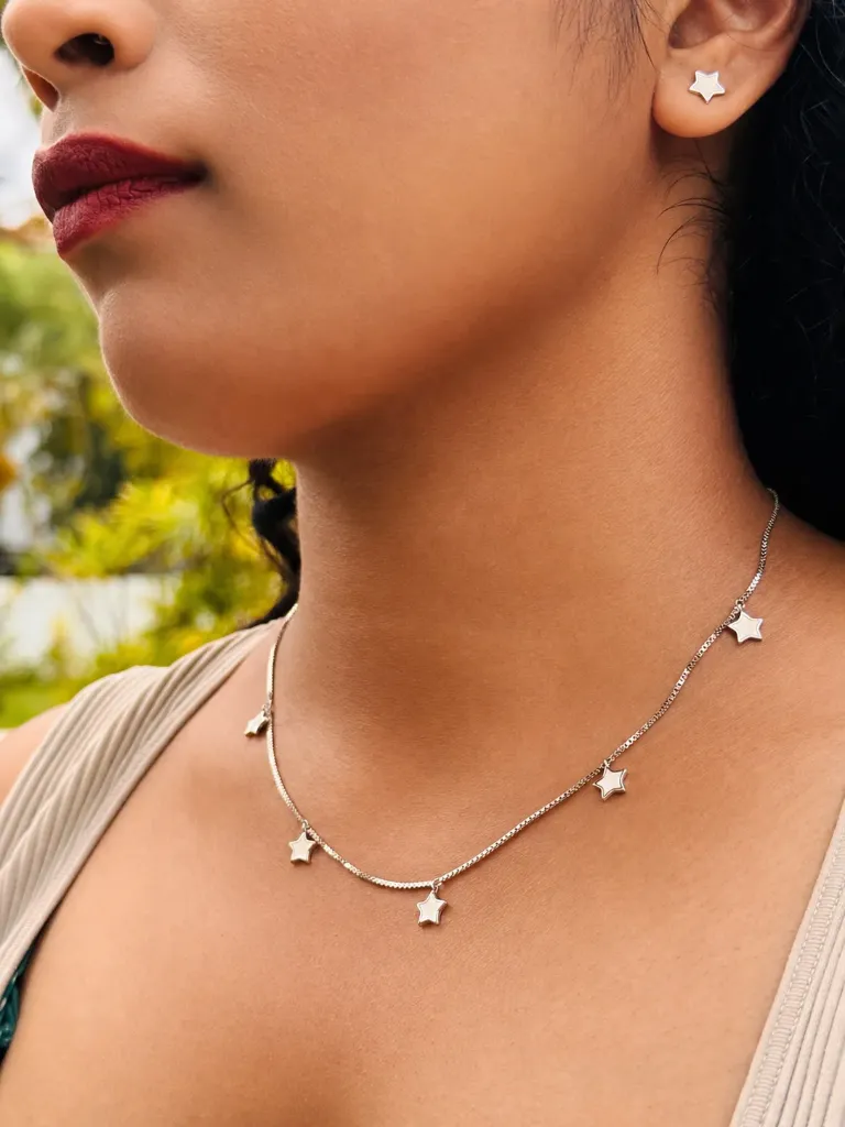 Silver Mini Stars Dangler Necklace