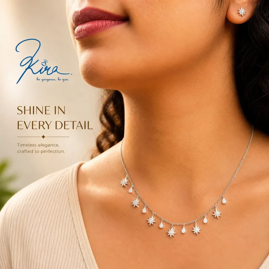 Silver Stars Dangler Necklace Set