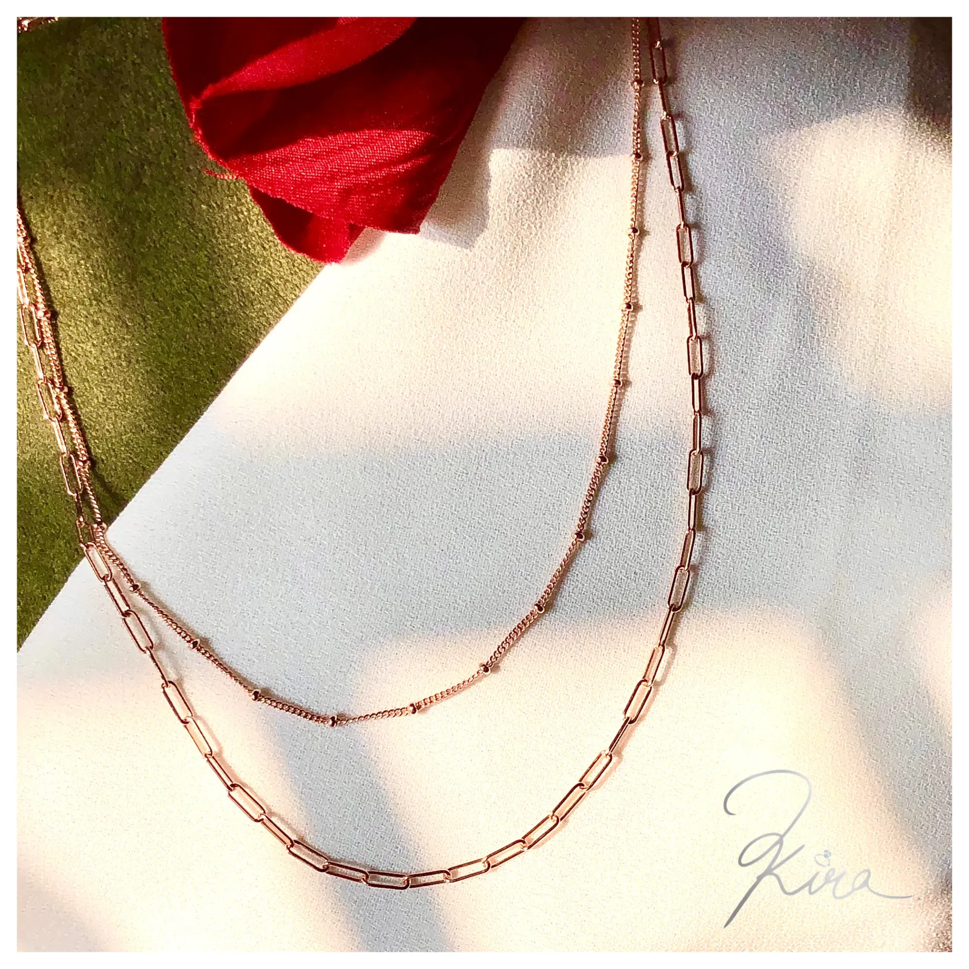 Rosegold Layered link Chain Necklace
