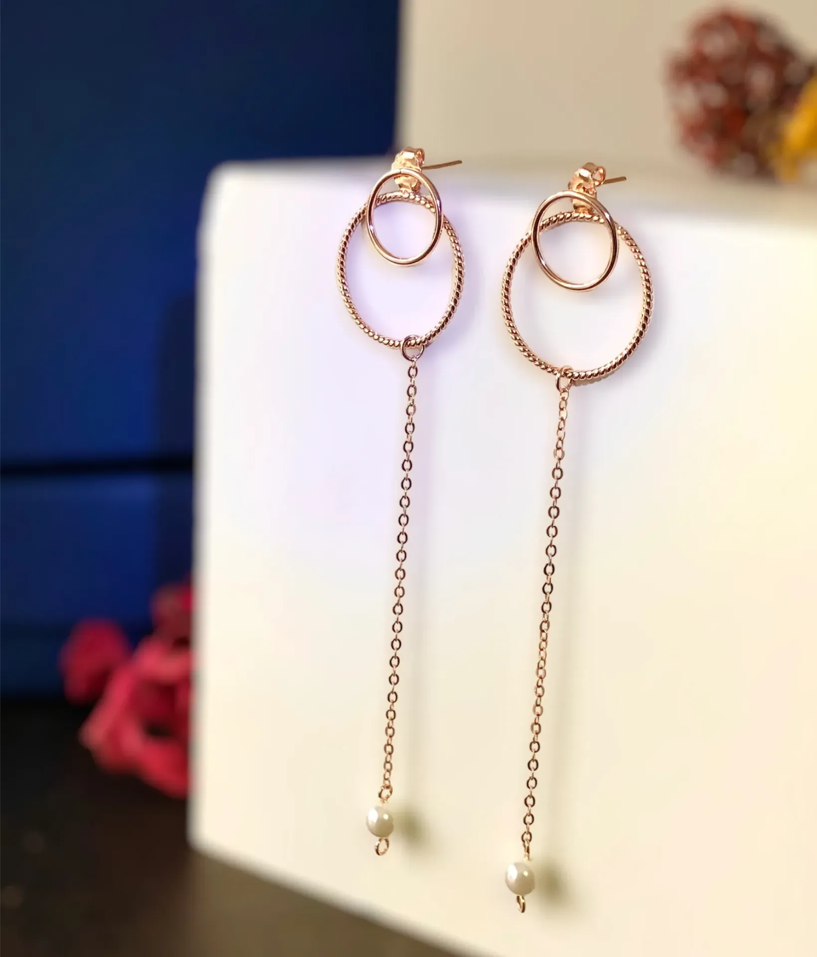 Rosegold Pearl Drop Earrings