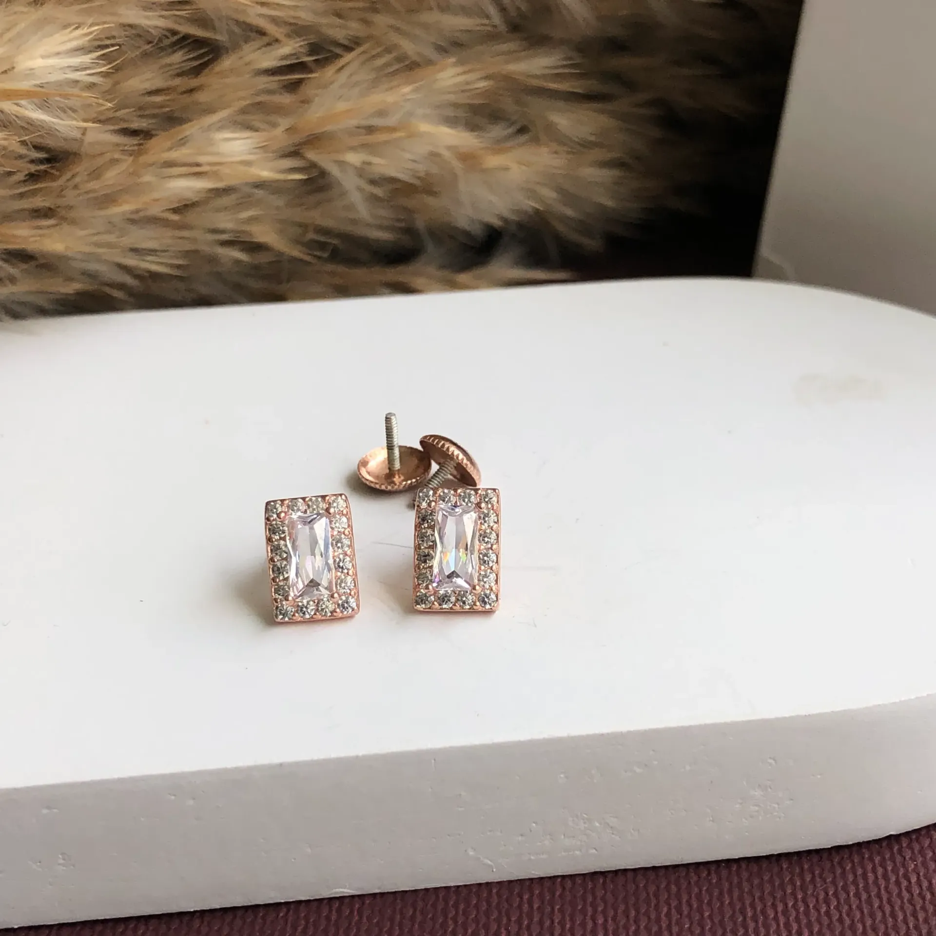 Rosegold Square Studs