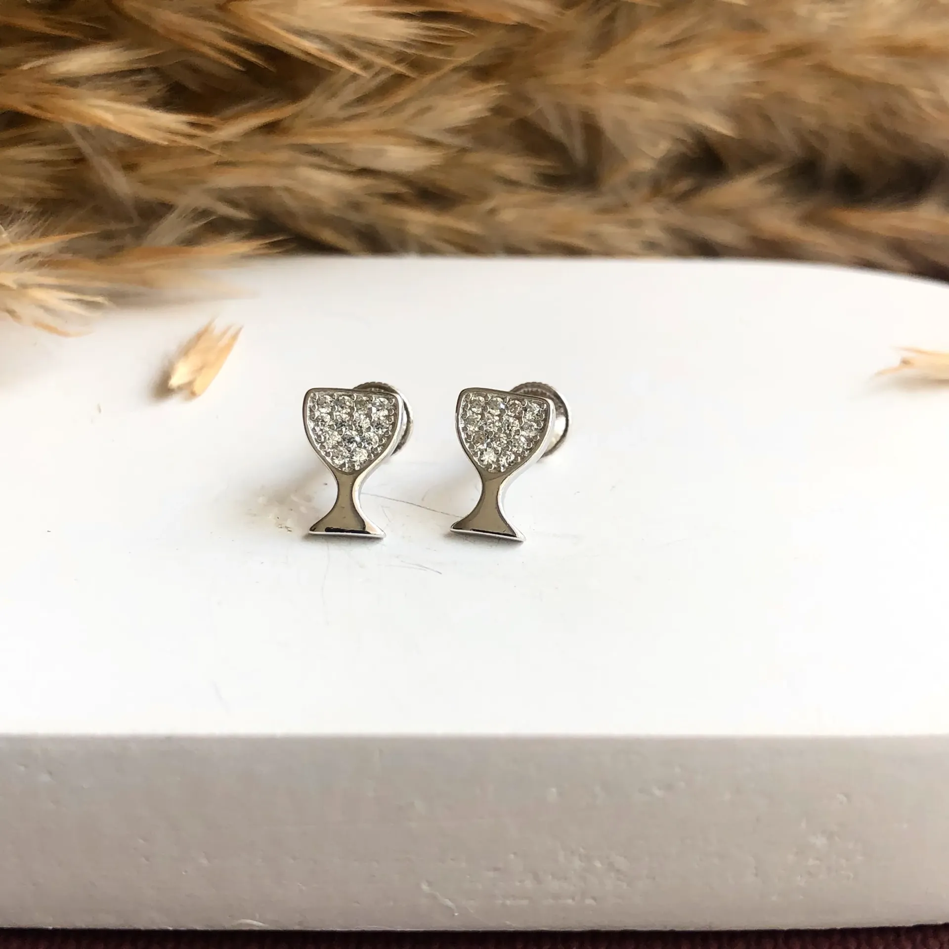 Silver Wine Glass Studs