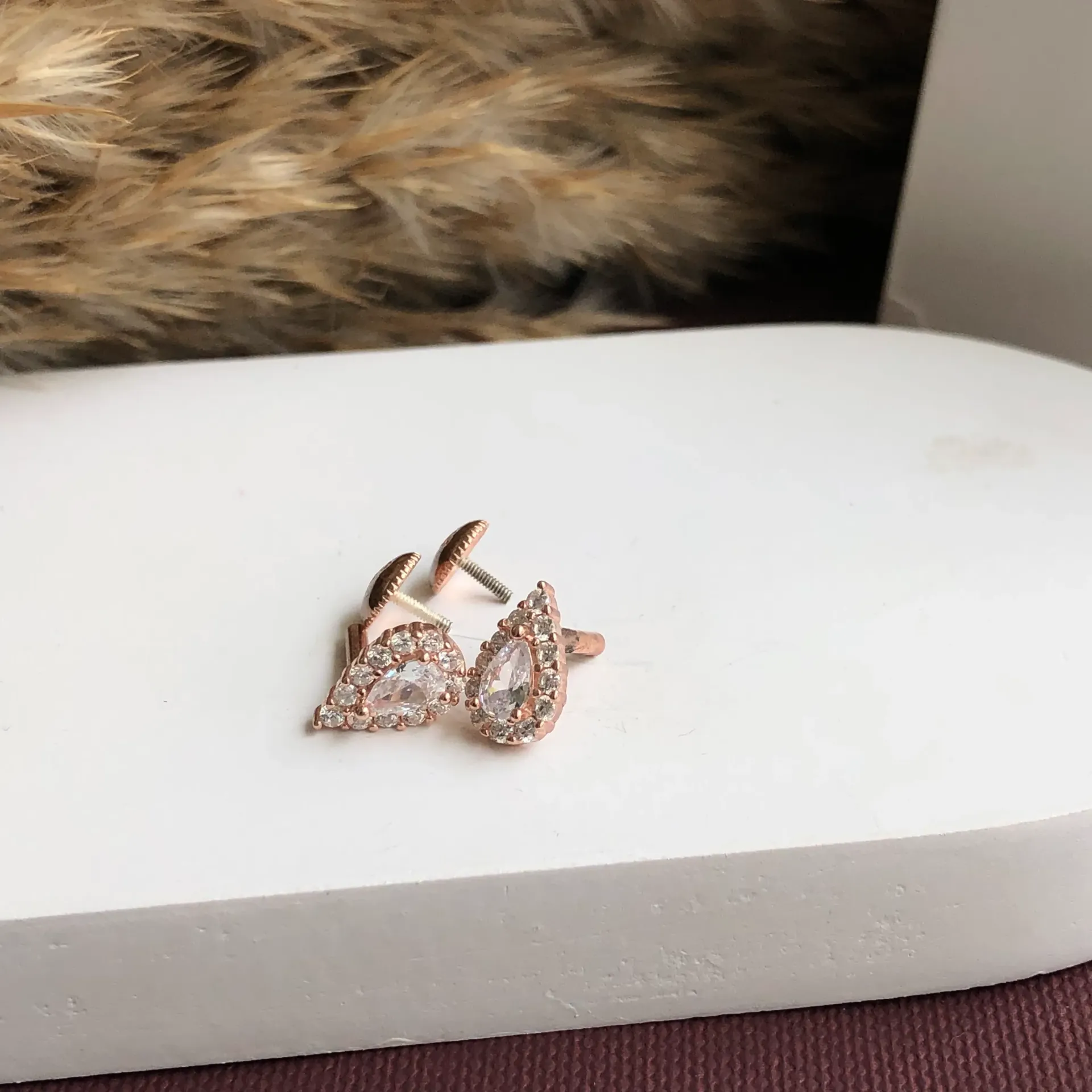 Rosegold Pear Studs