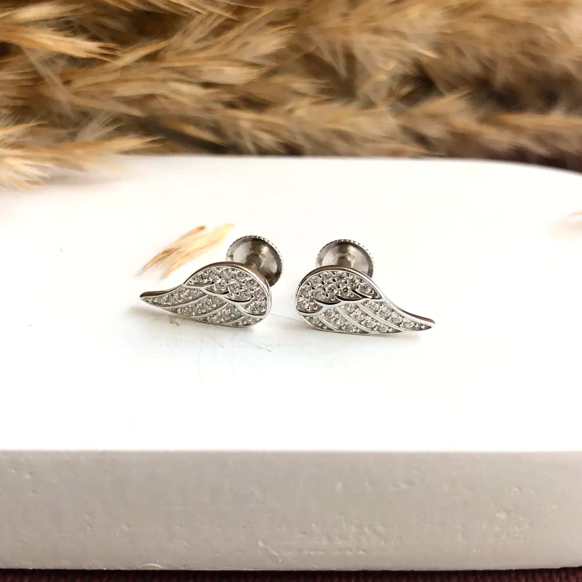 Silver Angle wings Studs
