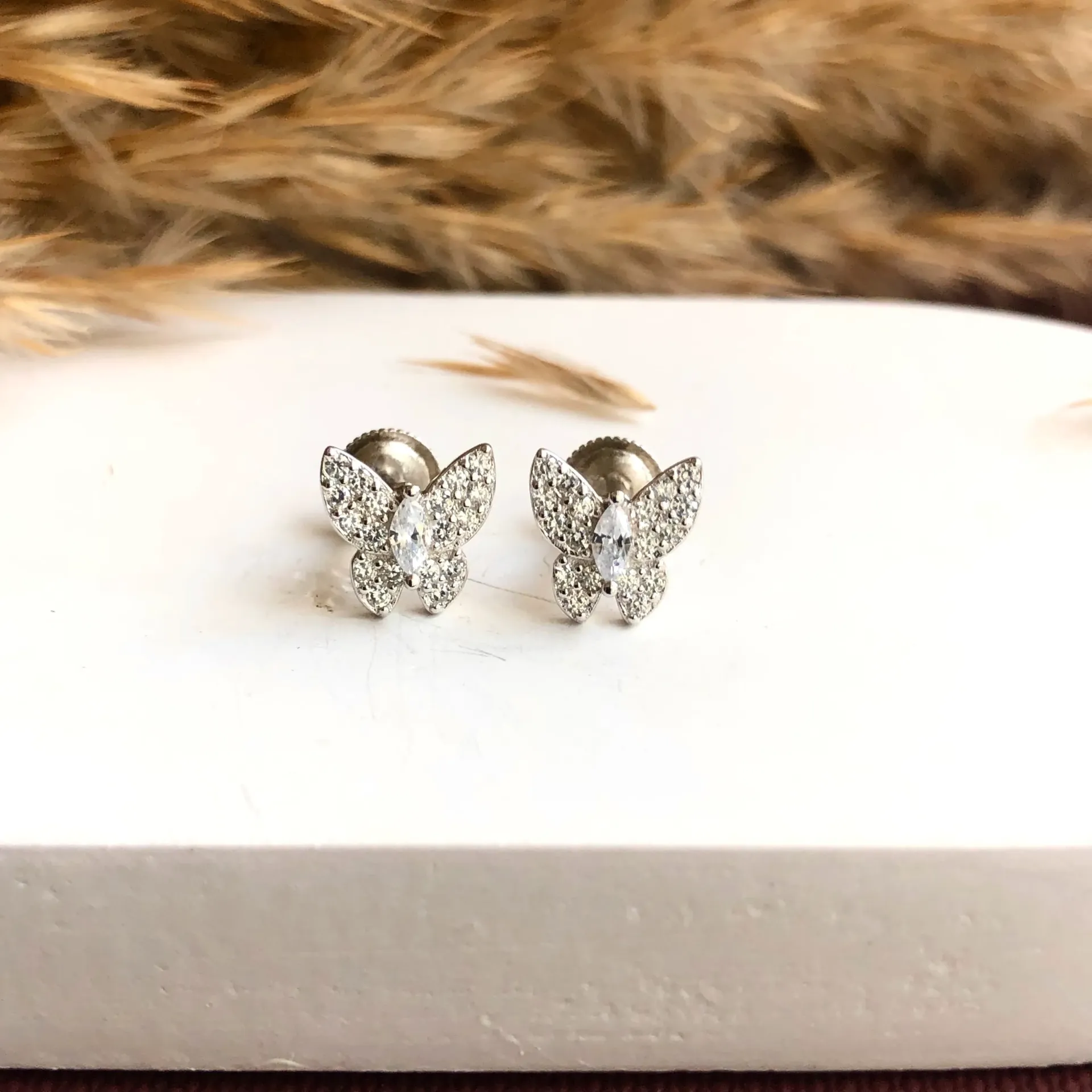 Silver Butterfly Studs