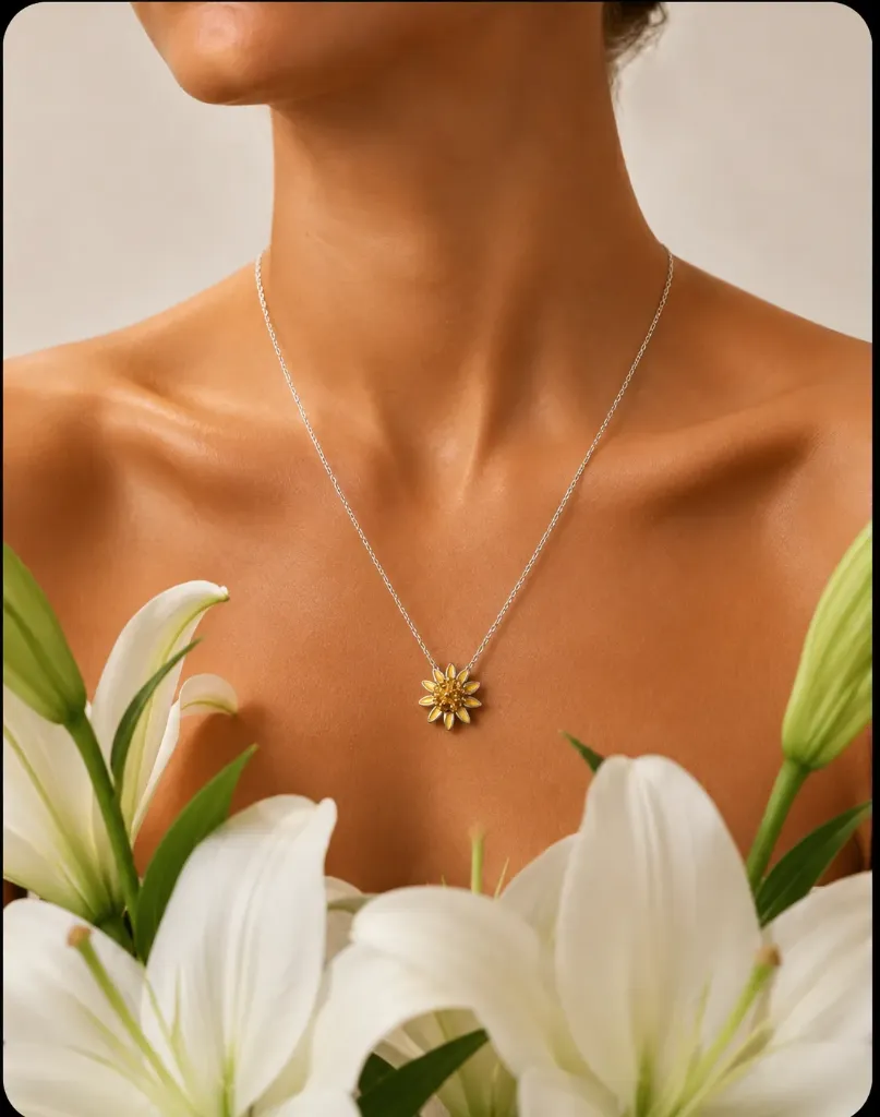 Silver Sunflower Necklace
