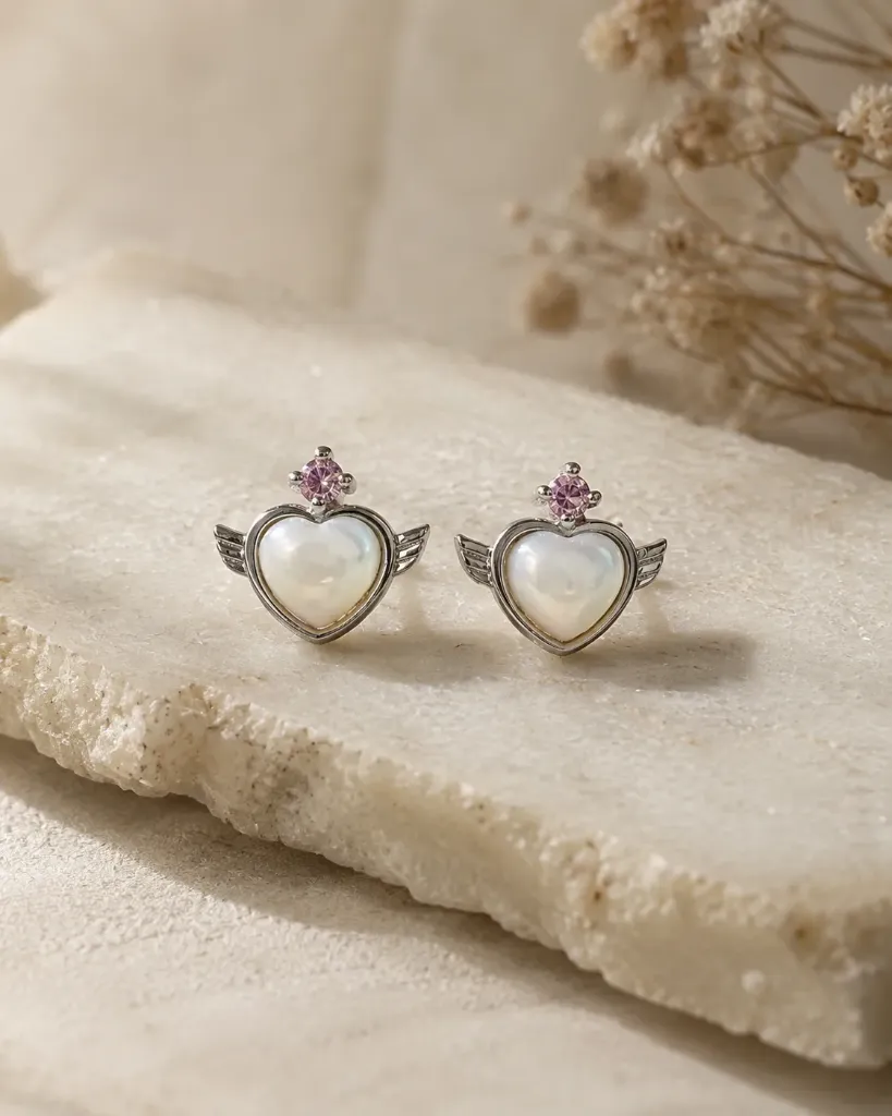 Silver Heart Studs