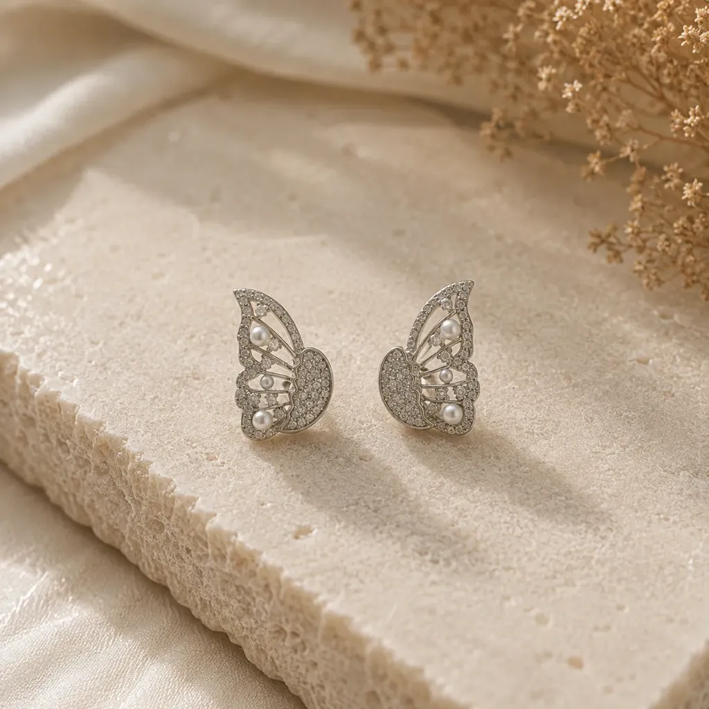Silver Half Wing Studs