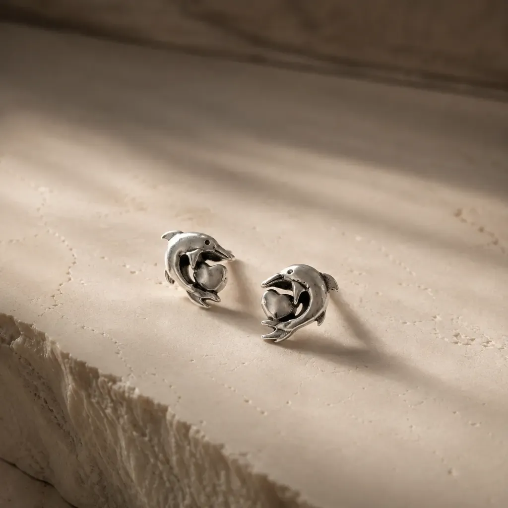 Silver Oxidised Dolphin Studs