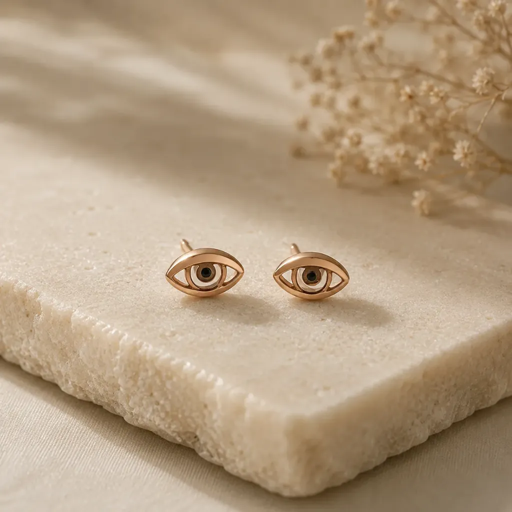 Rosegold Evil Eye Studs