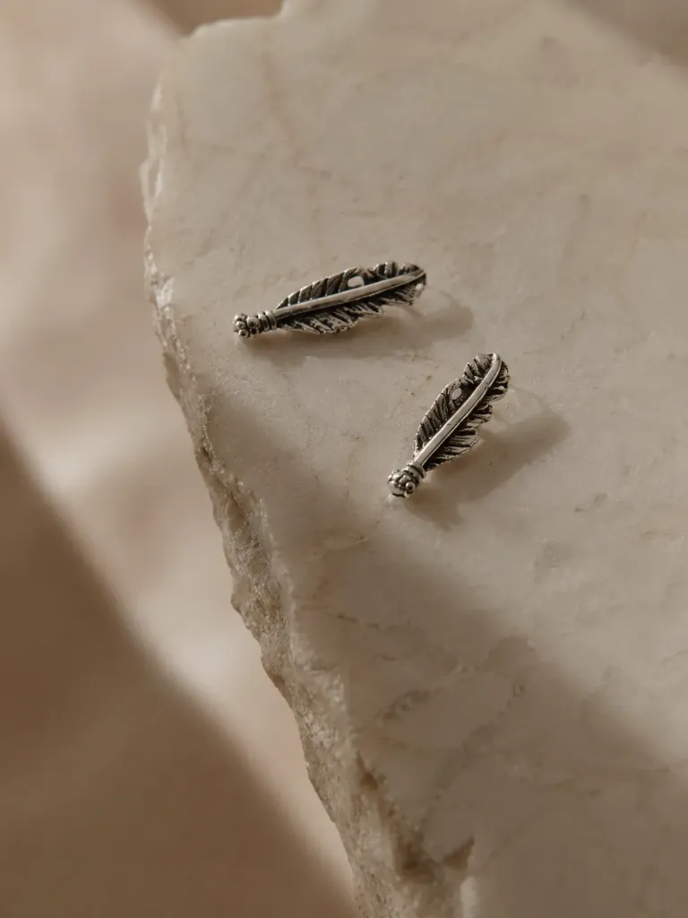 Silver Oxidised Leafy Studs