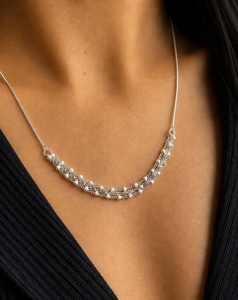Silver TriLine Necklace