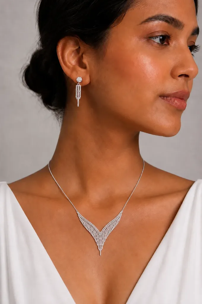 Silver Trisha Necklace Set