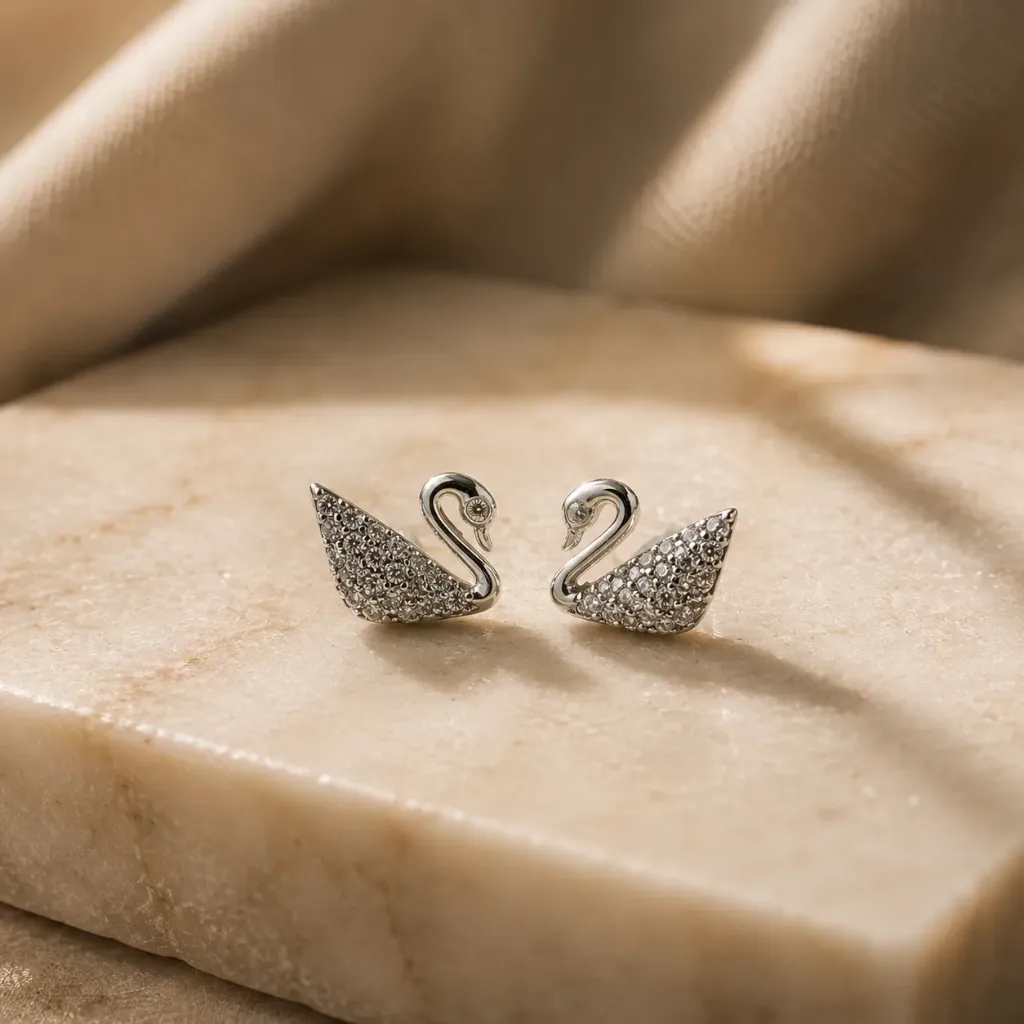 Silver Swan Studs
