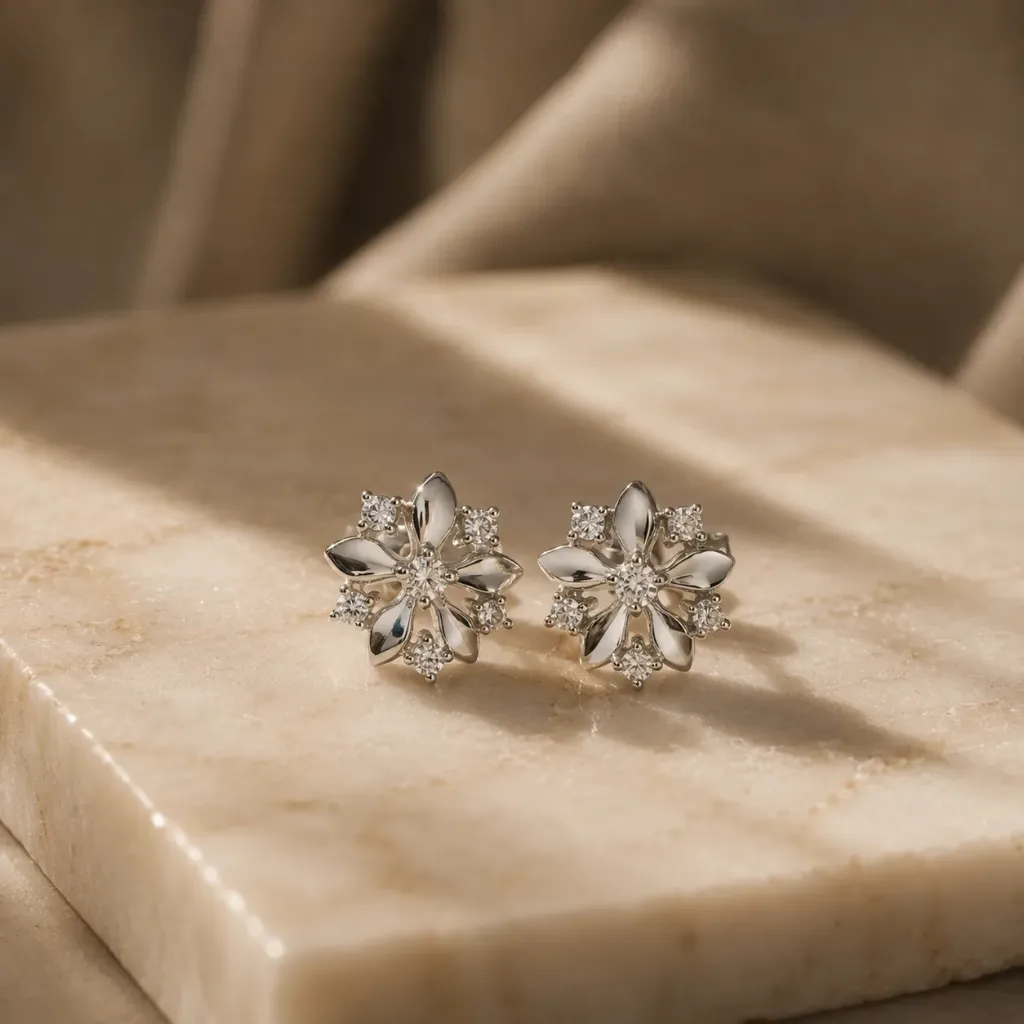 Silver Floral Studs