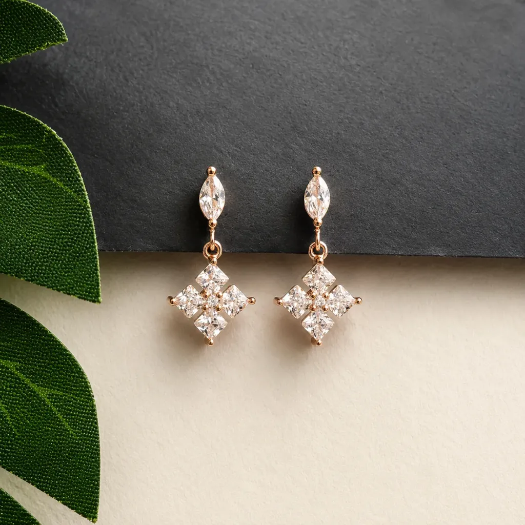 Rosegold Fourfold Drop Earrings