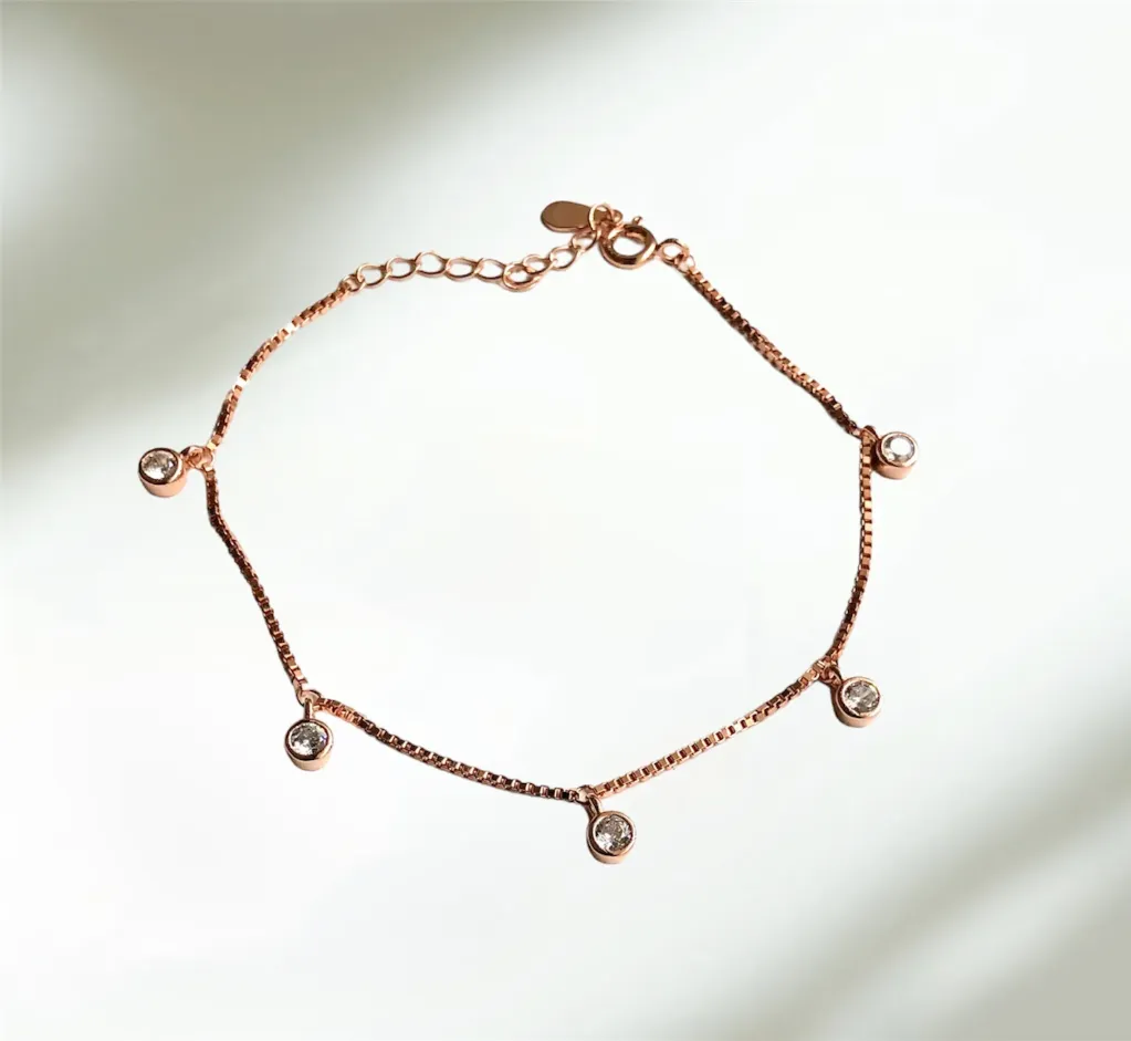 RoseGold Stone Dangler Bracelet