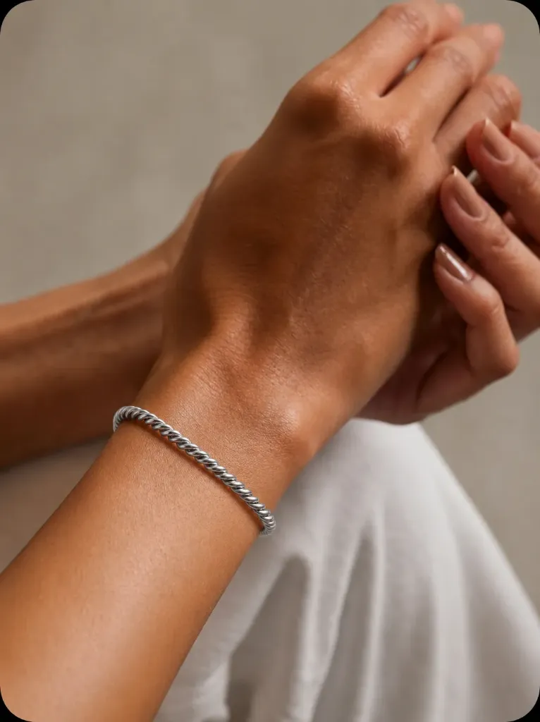 Silver Twisted Kada