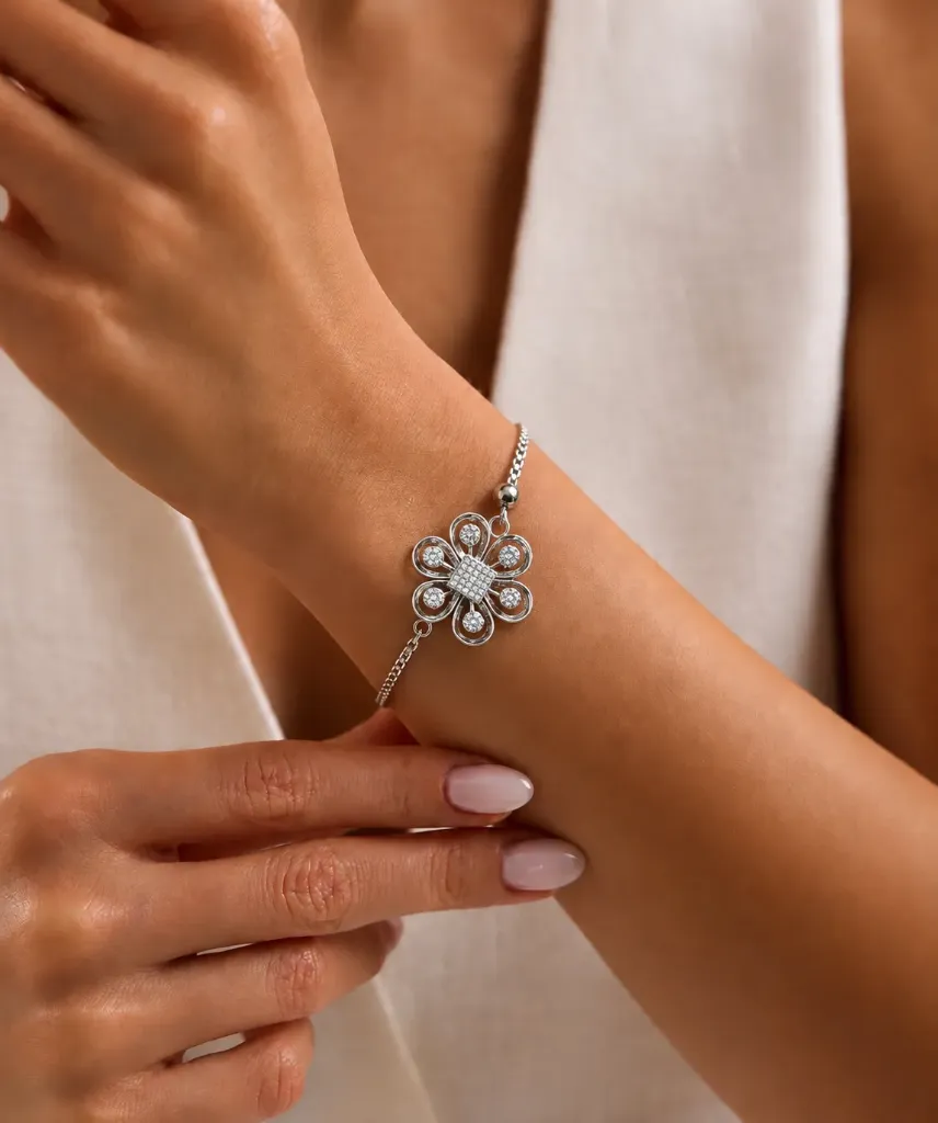 Silver Floral Bracelet