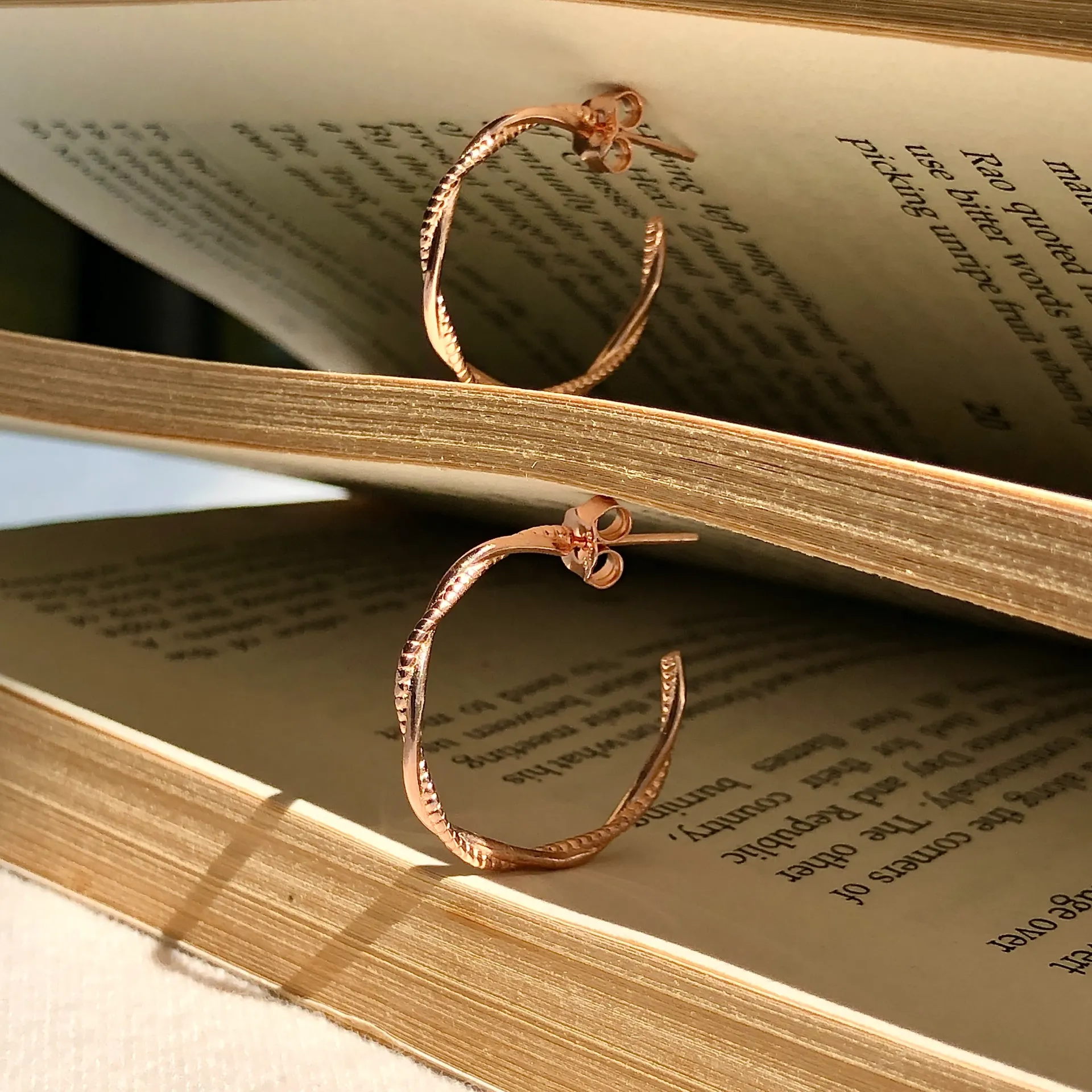 RoseGold Twisted Hoops