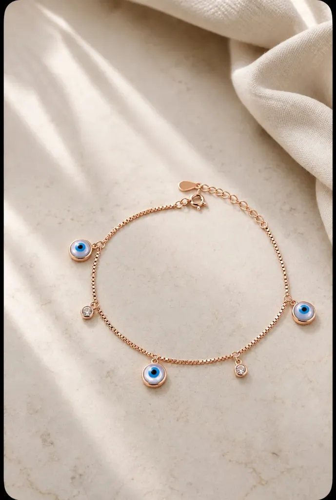 Rosegold Evil Eye Dangler Bracelet