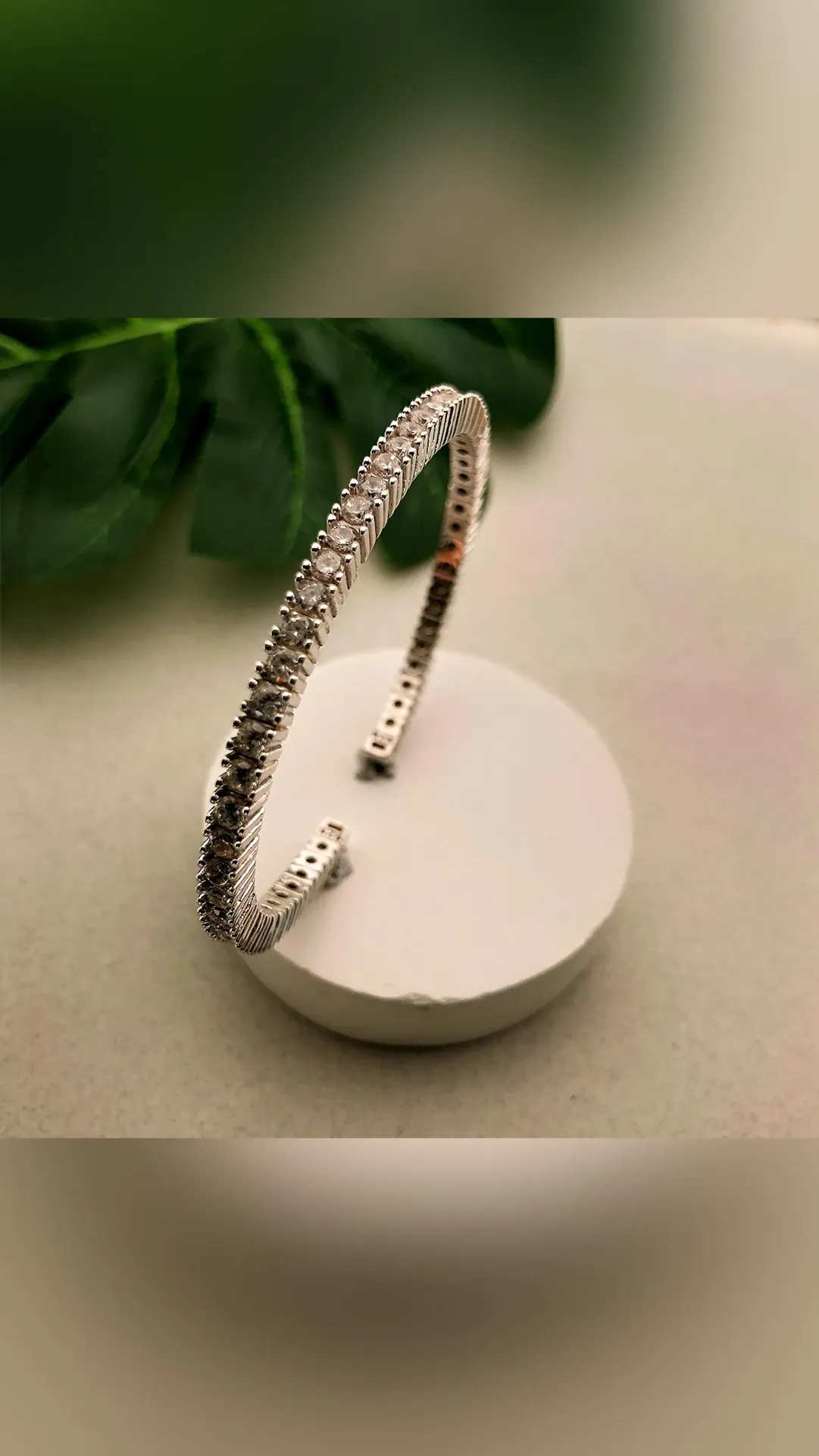Silver White Tennis Kada