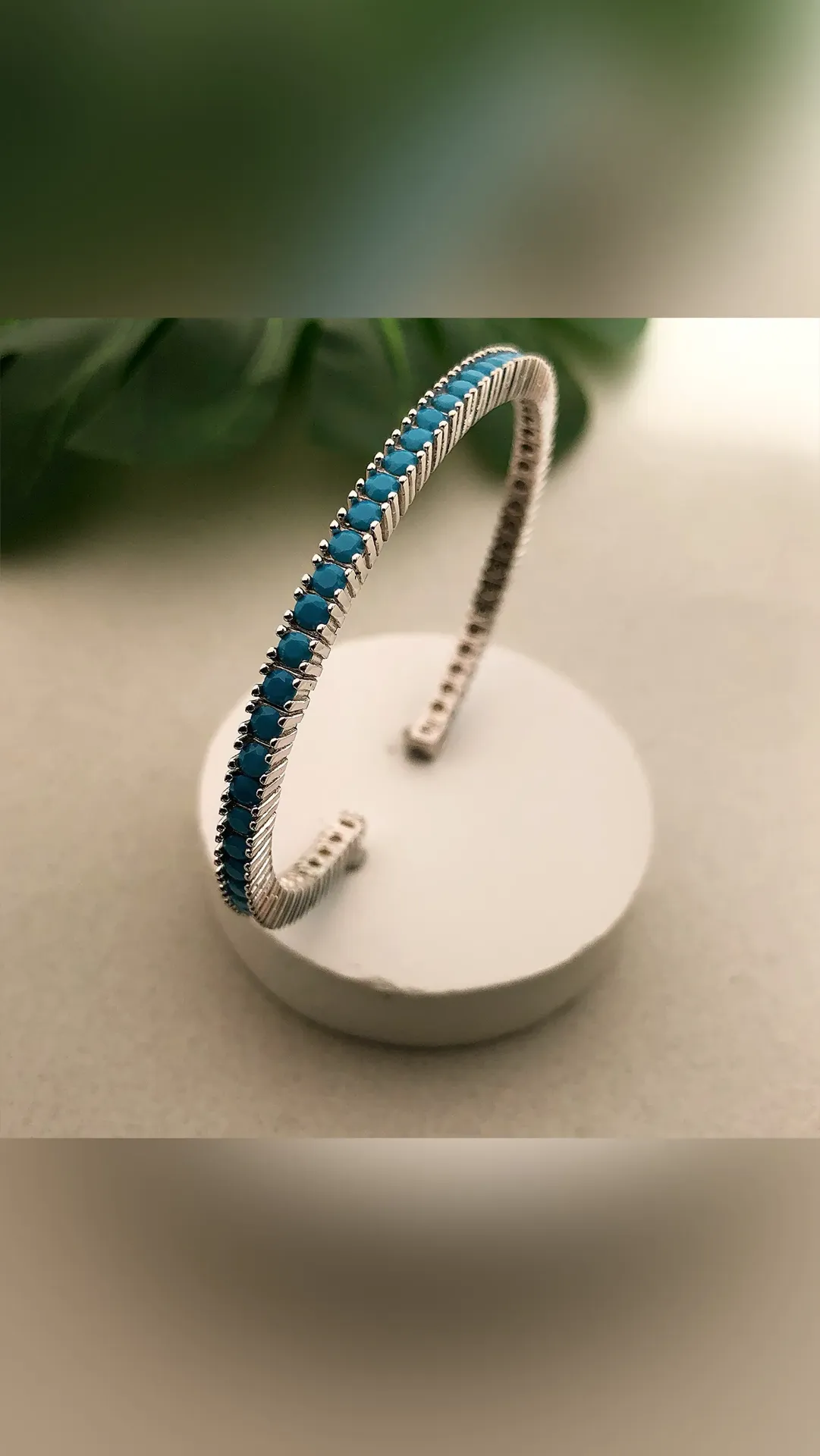 Silver Turquoise Tennis Kada