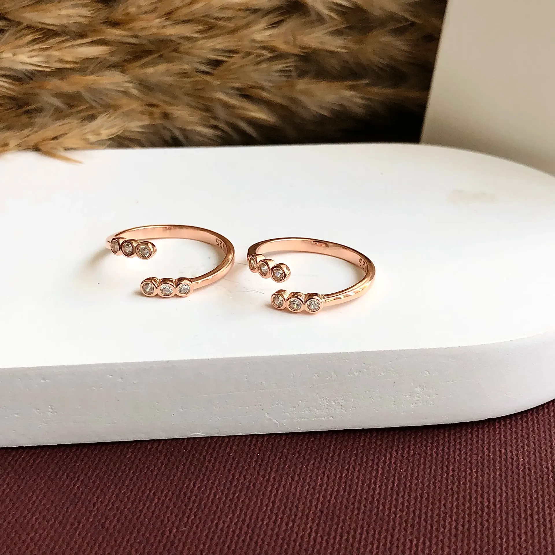 Rosegold Triplet Toe Rings
