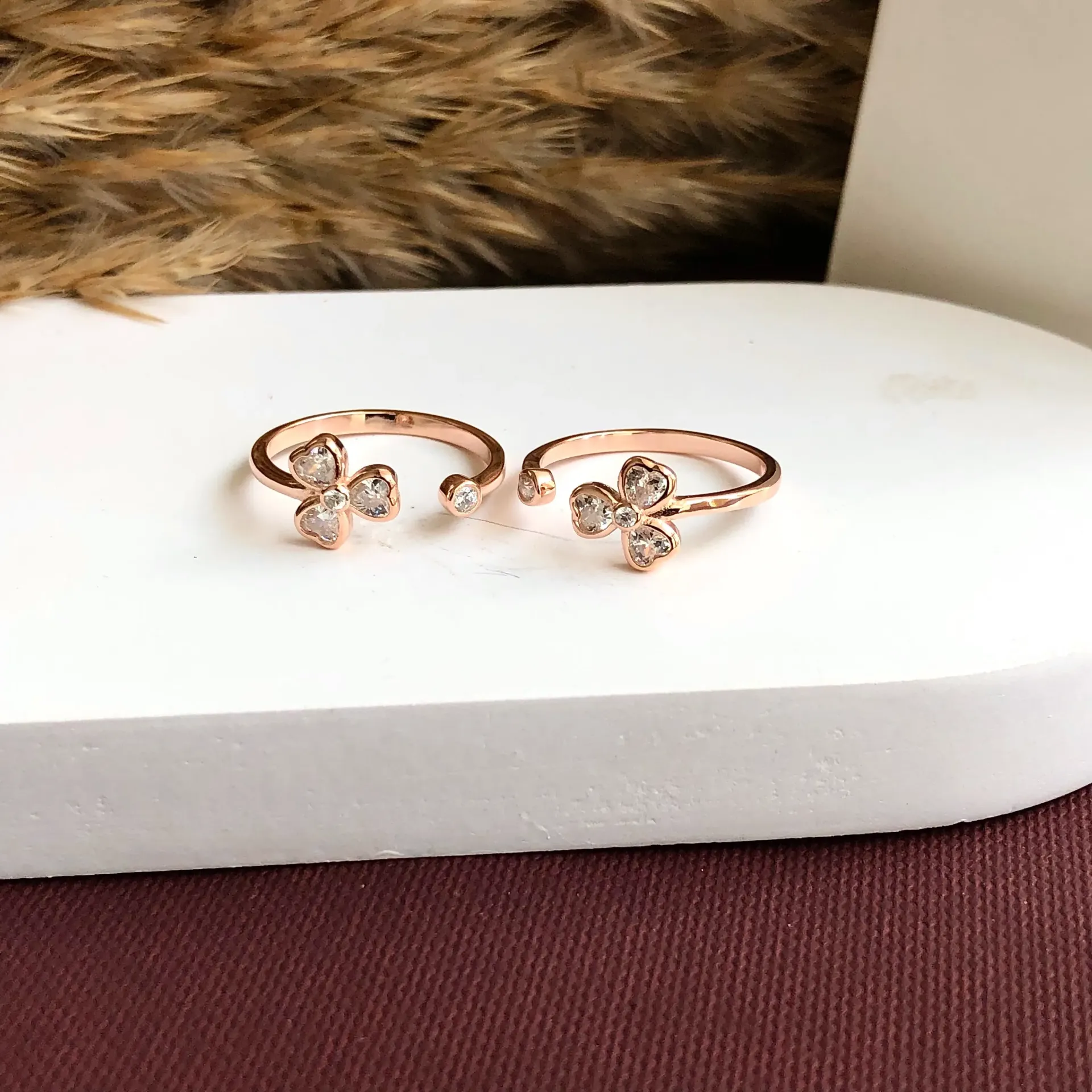 Rosegold Floral Toe Rings