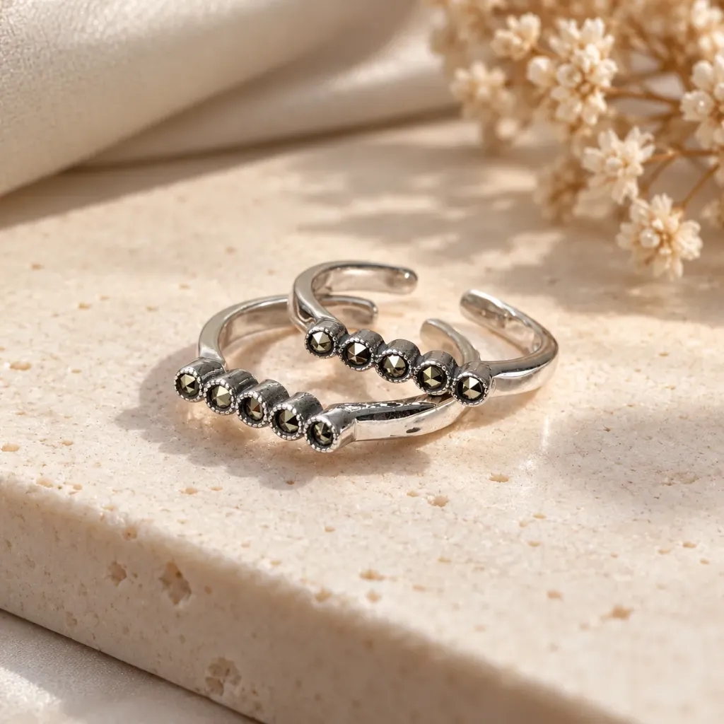 Silver Oxidised Minimal Toe Rings