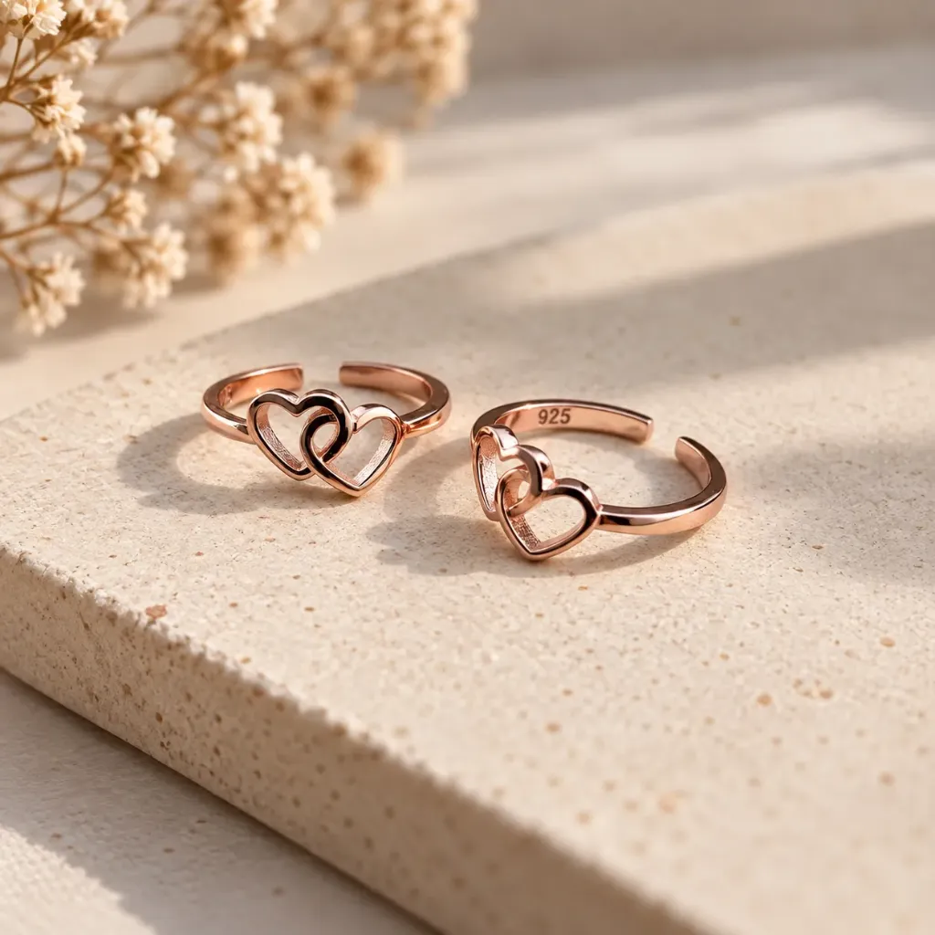 Rosegold Heart in Heart Toe Rings
