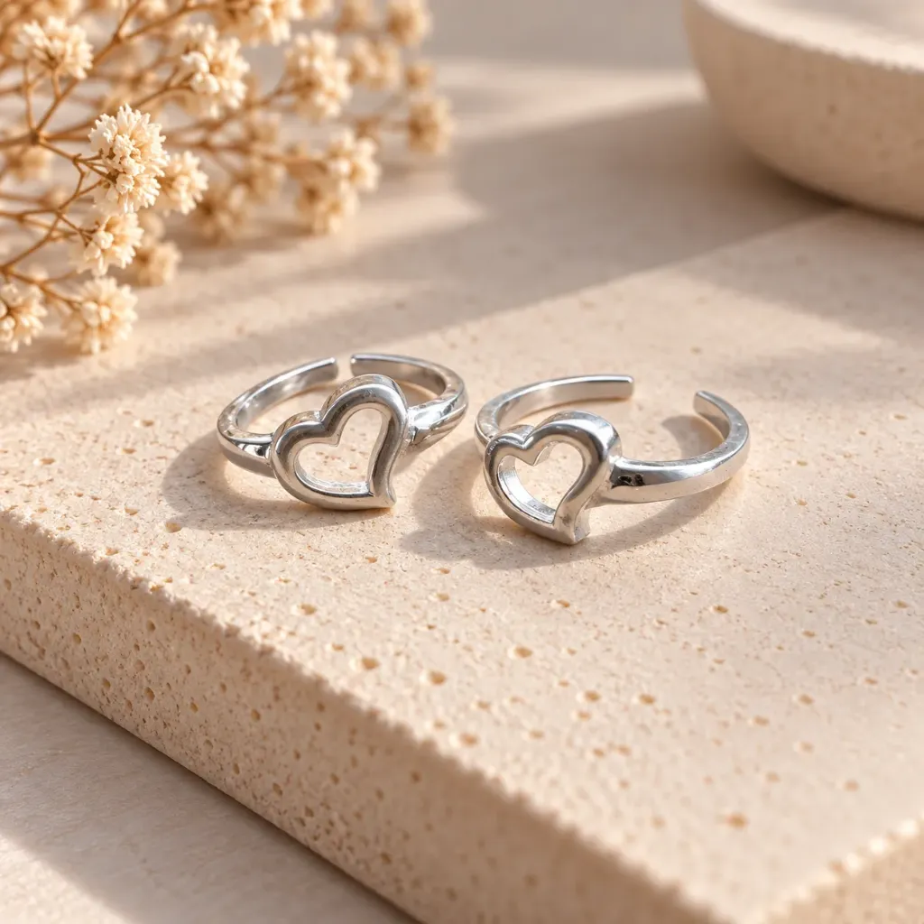 Silver Heart Toe Rings