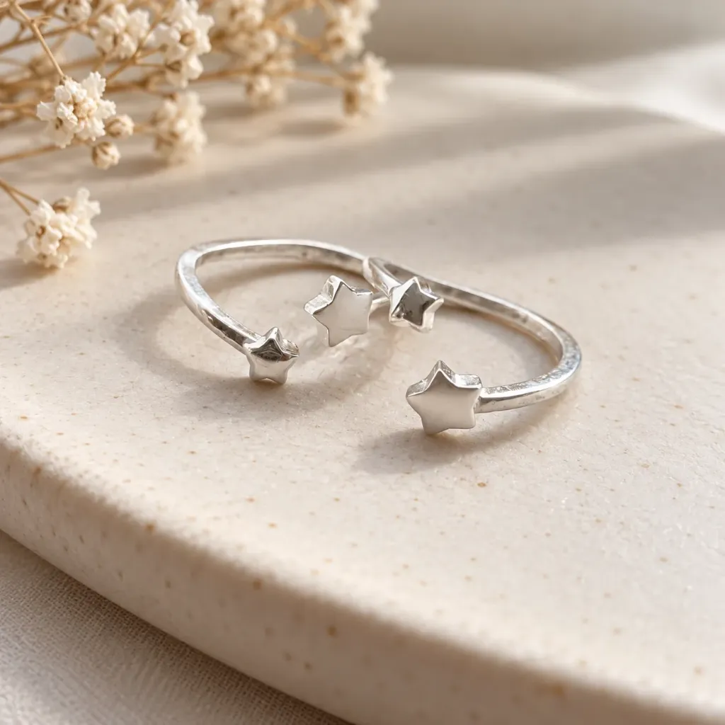 Silver Mini Stars Toe Rings