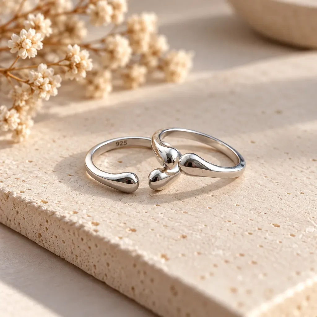 Silver Pear Toe Rings
