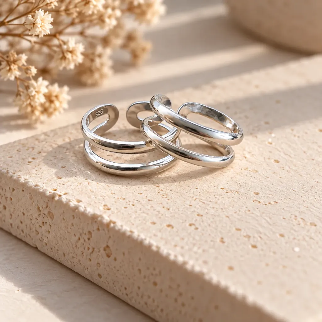 Silver Hollow Toe Rings