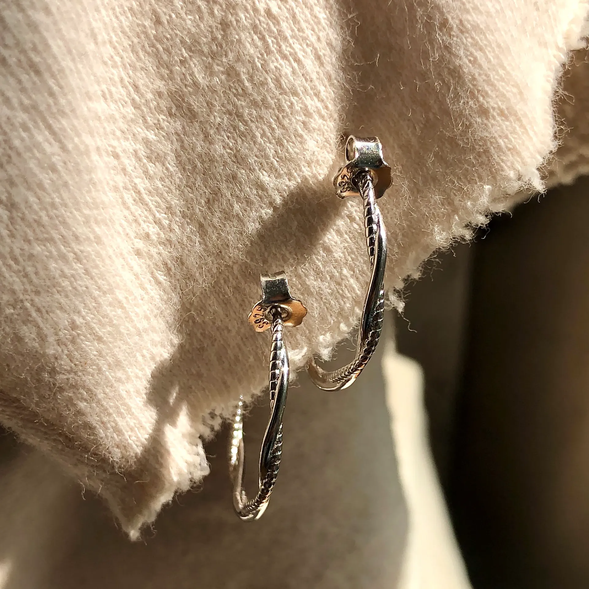 Silver Twisted Hoops