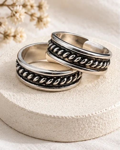 Silver Oxidised Simple Toe Rings